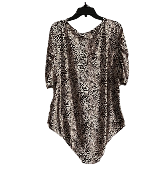 NWT Socialite Curve Women's Leopard Puff Sleeve Bodysuit - cheetah - Picture 6 of 8